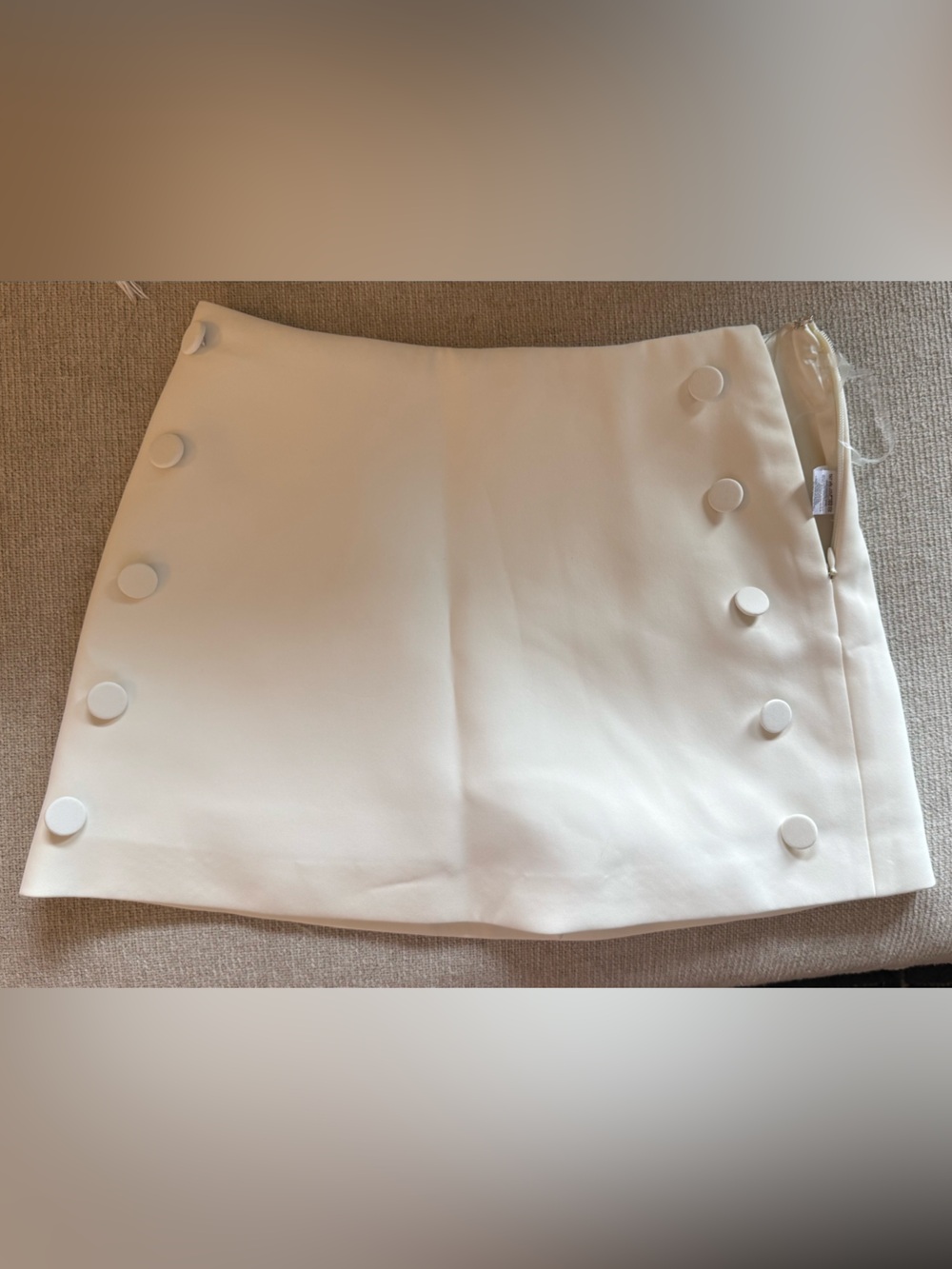 Meshki Ivory Mini Suiting Skort with Button Details